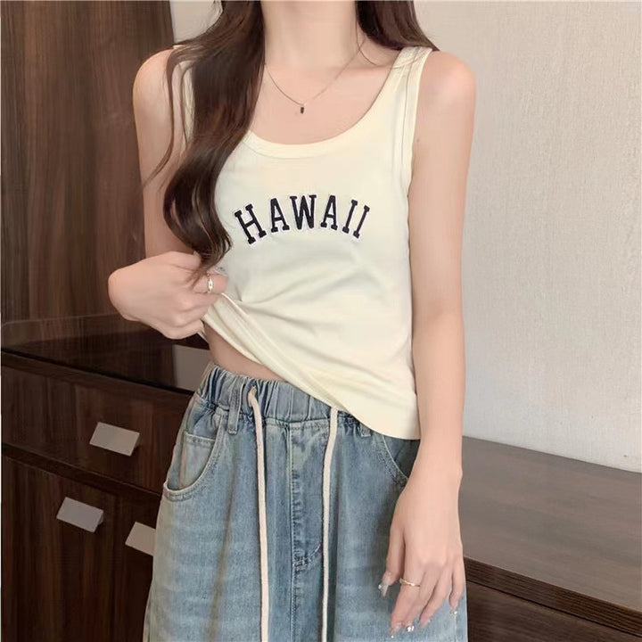 Dame Casual Grafik Tanktop med dristig udsagn Stilla