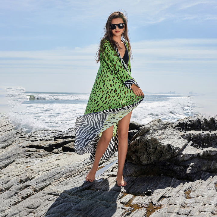 Dame Strandkimono med dyreprint og afslappet pasform Stilla