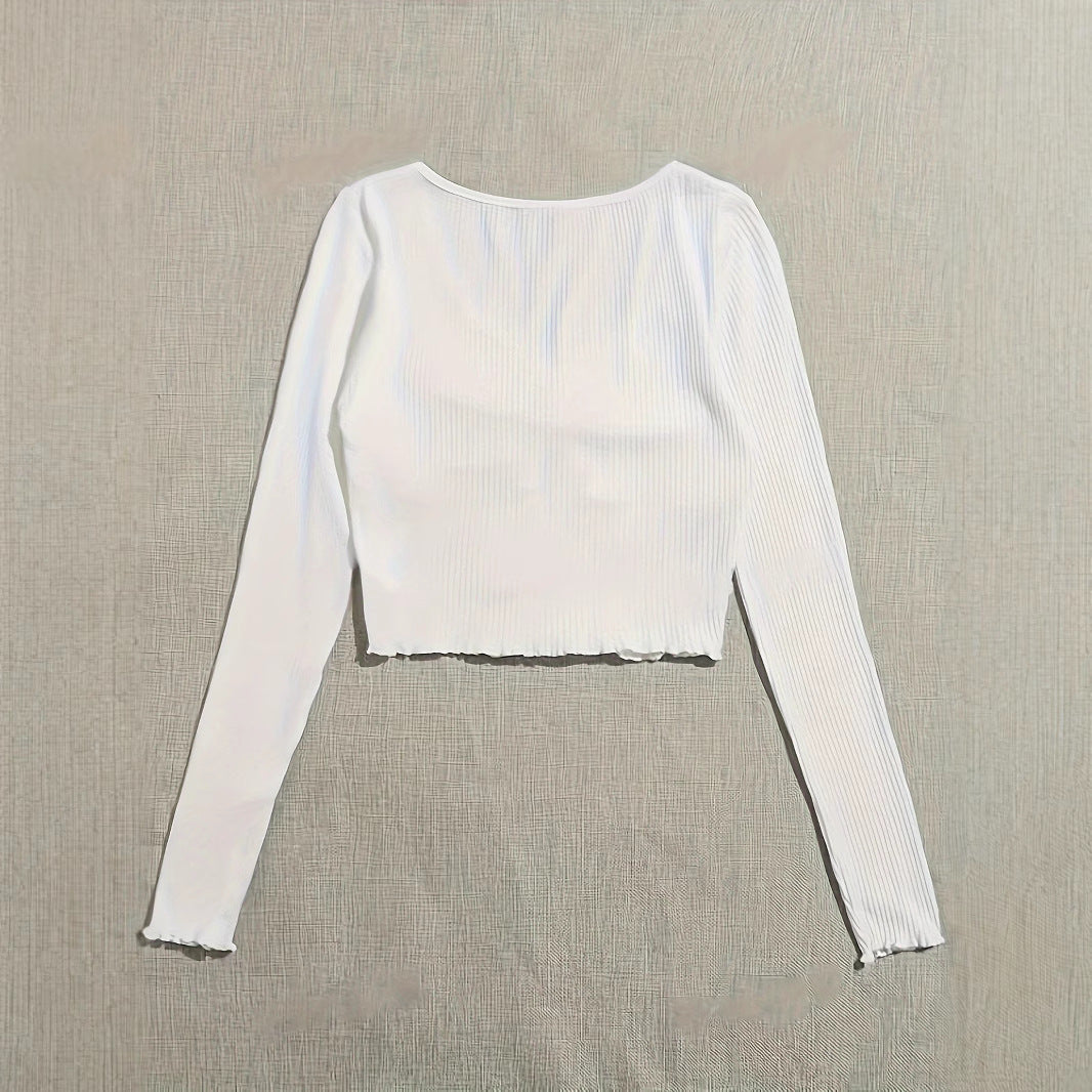 Dame moderigtigt cropped Langærmet top med snor Stilla