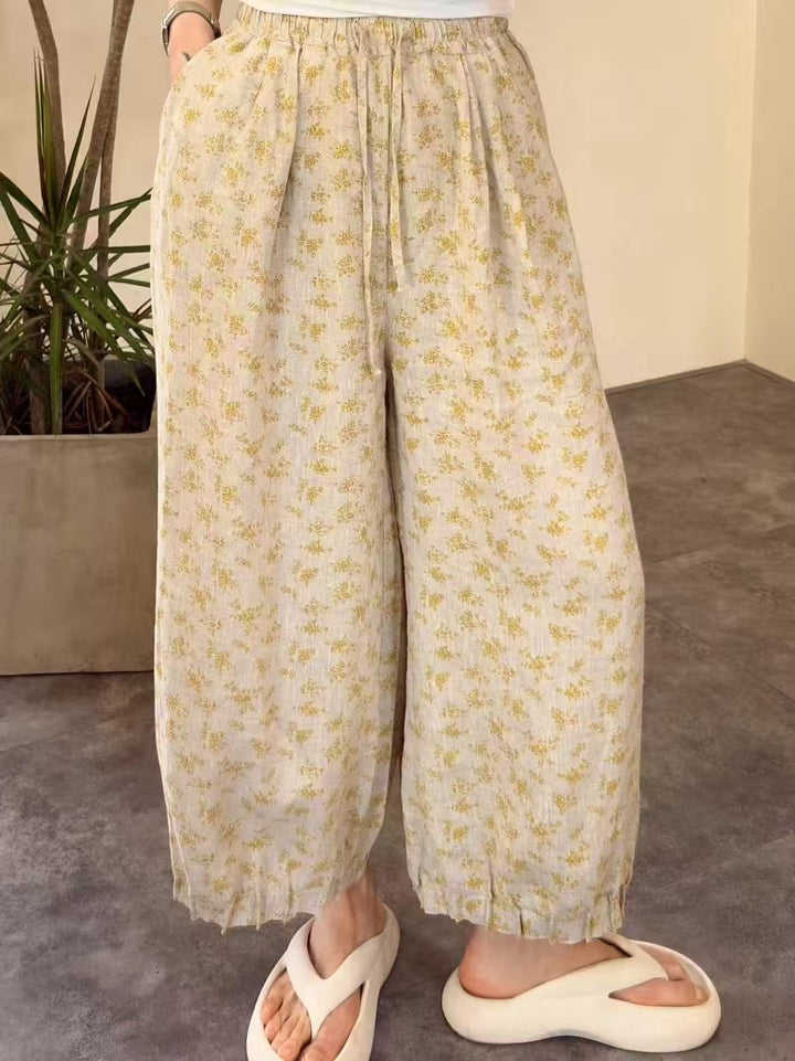 Dame Højttaljede Floraltryk Casual Culottes Stilla