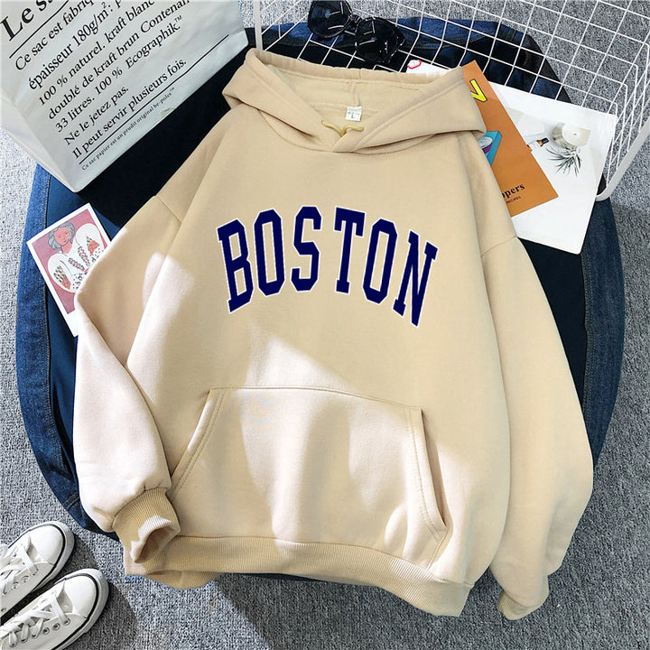 Dame hoodie med klassisk Boston print Skovae