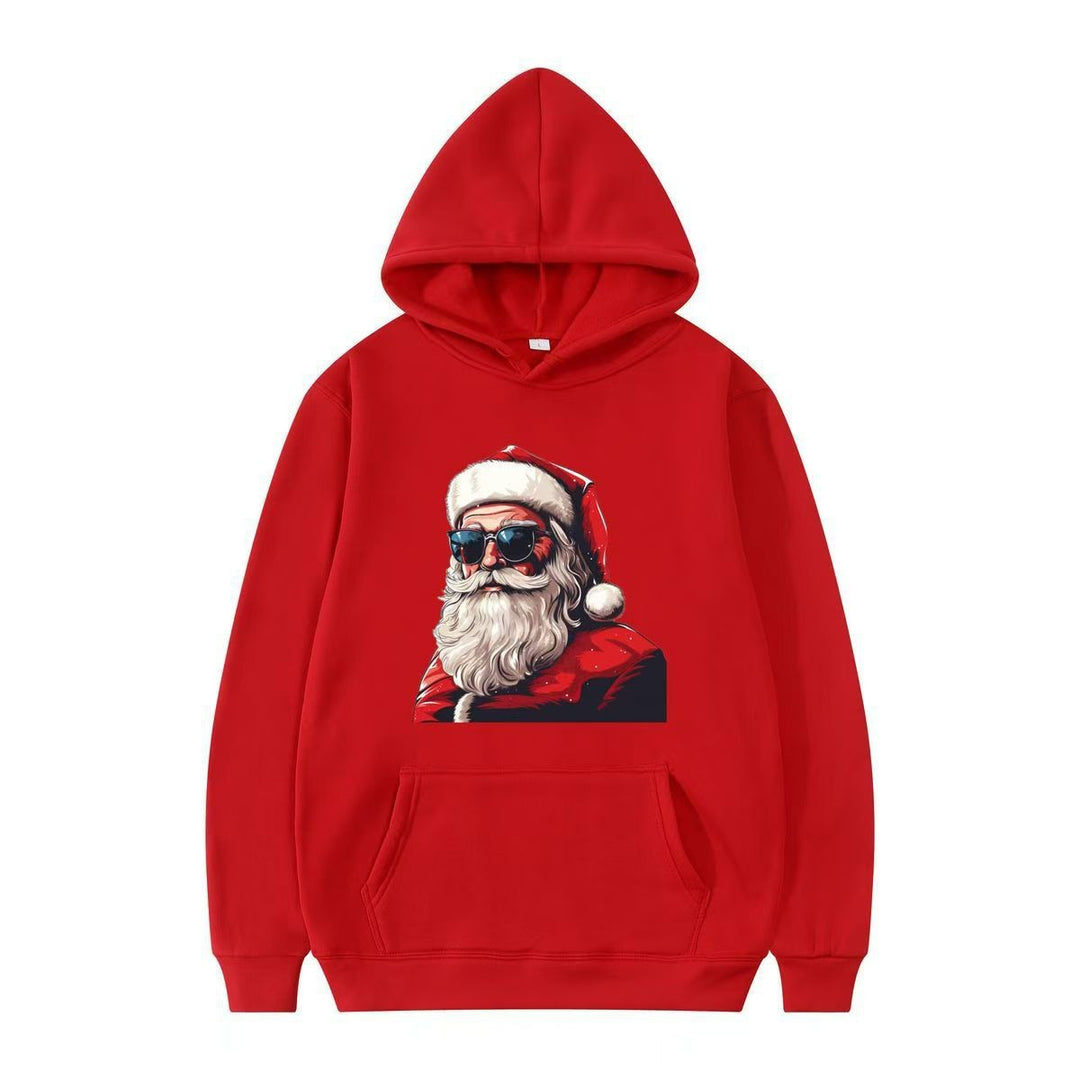 Dame hoodie med festligt julemandsmotif og kunstnerisk print Skovae