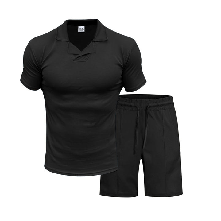 Herrer Sporty Sæt med åndbar kortærmet overflade og komfortable shorts Stilla