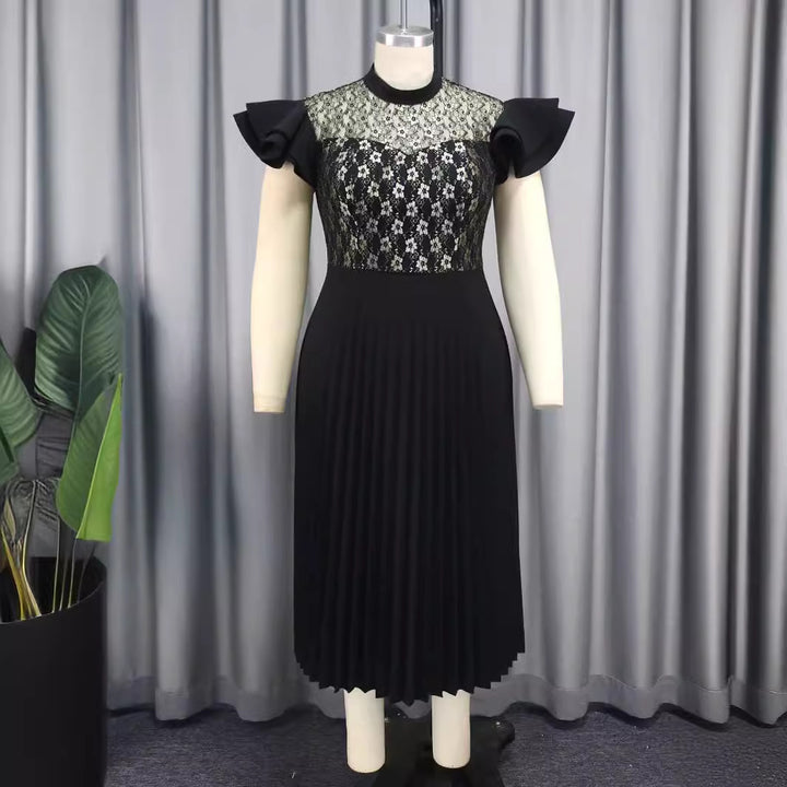 Dame Elegant plissékjole med blomster-spidsetop Skovae