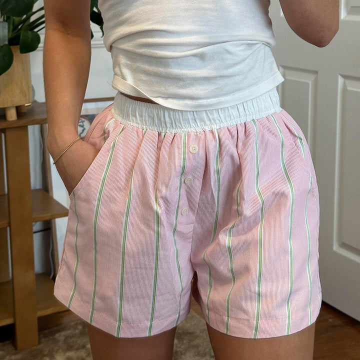 Dame sove shorts med elastisk bund og dekorativ snor Skovae