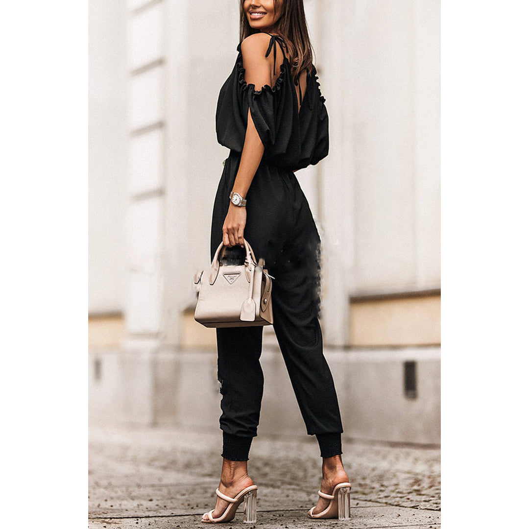 Damer Elegant Jumpsuit med skulderfrihed og smalle ben Stilla