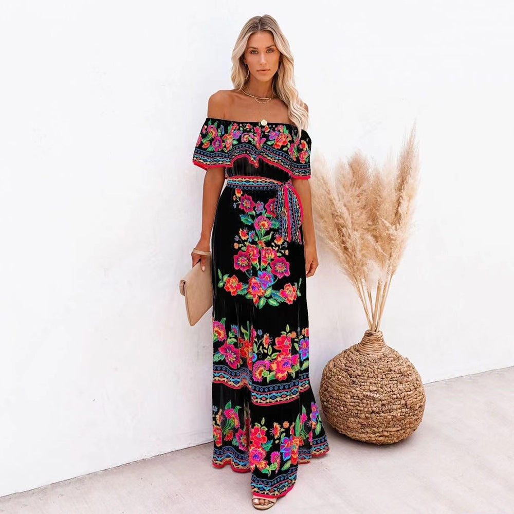 Stilla | Elegant Trykt Flydende Maxi Kjole
