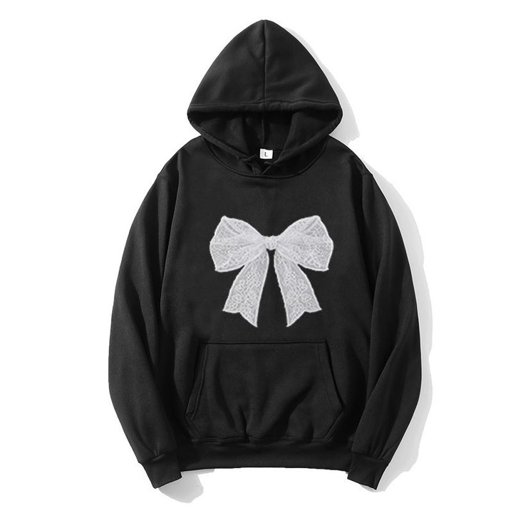 Dame hoodie med elegant blonderdesign Skovae