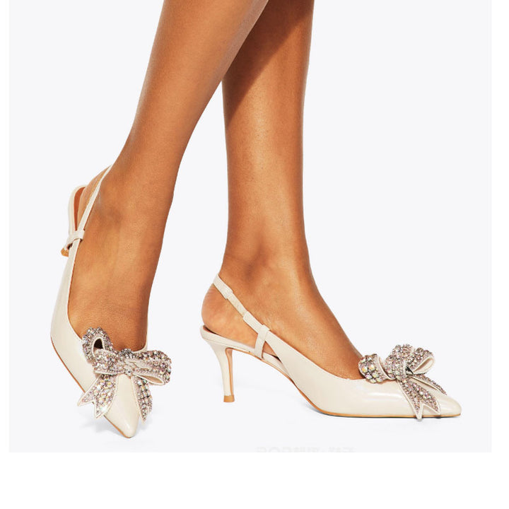 Dame Slingback spidse sko med udsmykkede sløjfedetaljer Stilla