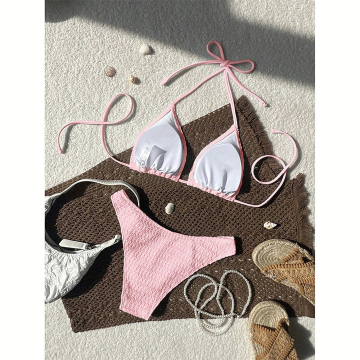 Dame Triangel-Bikini med moderne knudedesign og struktureret tekstur Skovae