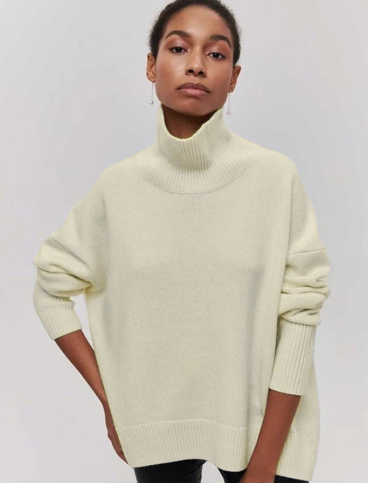 Dame Oversized Halskrave sweater lavet af blødt strik Stilla