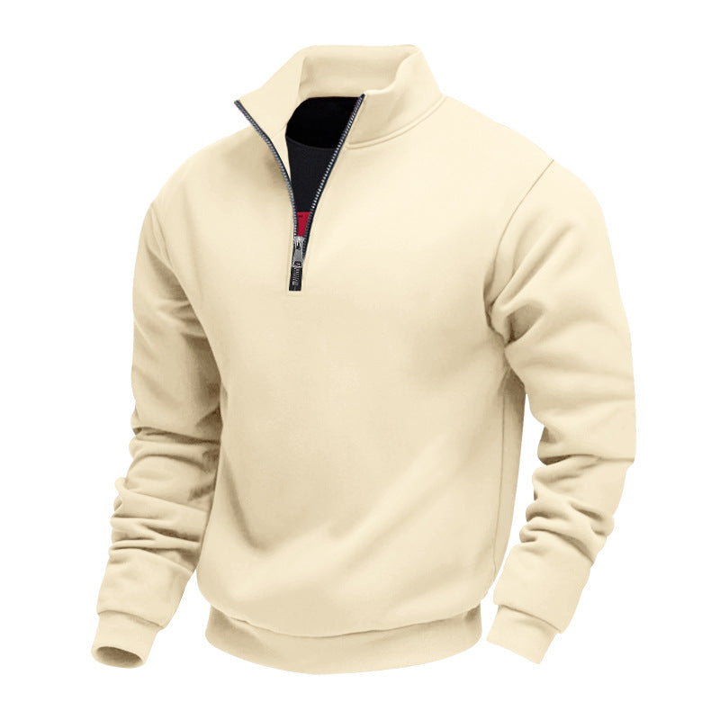 Herren fleece-pullover med halvdelen lynlås og komfortabel ståkrave Stilla