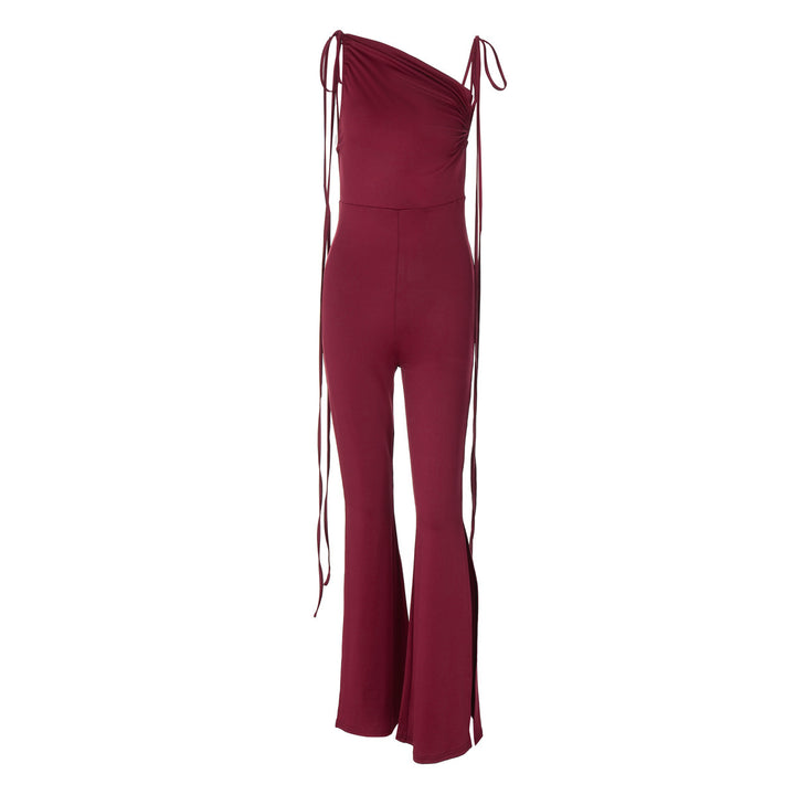 Dame elegant jumpsuit med dyb udskæring og lang ben Stilla