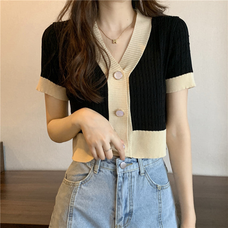 Femme Kabelstrik Kortærmet Cardigan Top Stilla