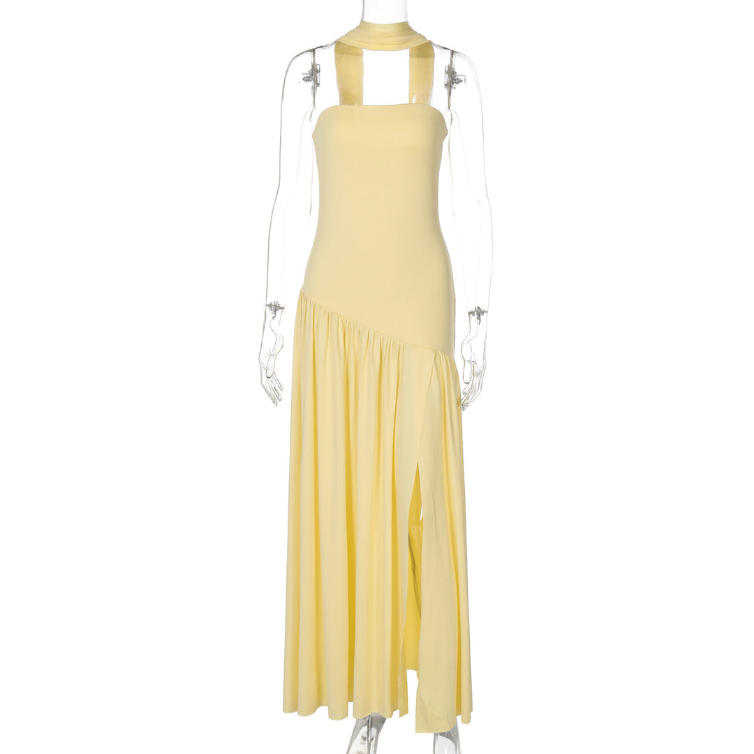 Dame maxikjole med raffineret cut-out-design og asymmetrisk søm Skovae