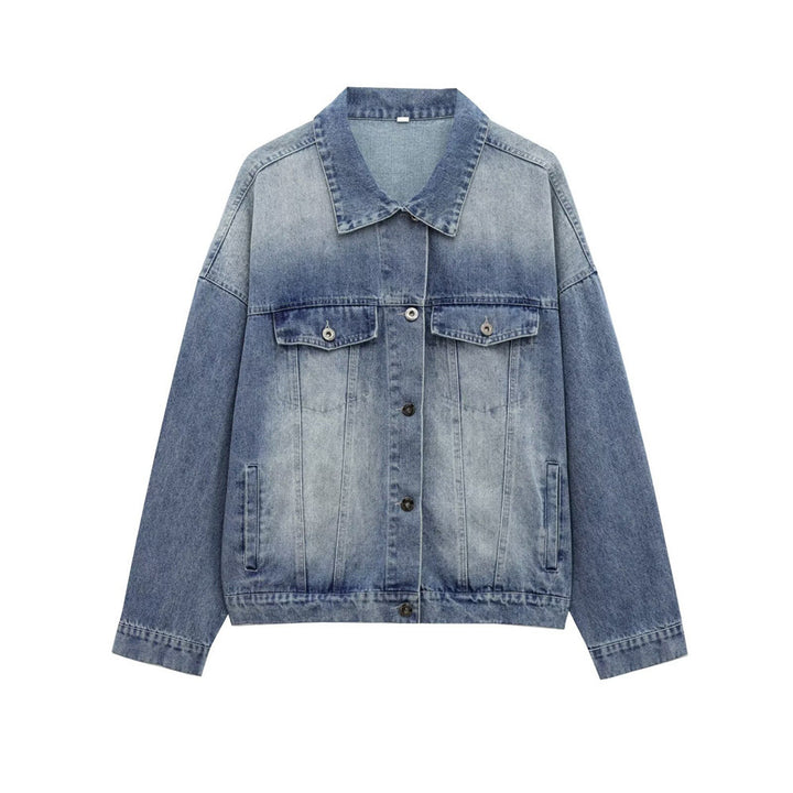 Femme Oversized Denim-jakke med Klassisk Knaplukning Stilla
