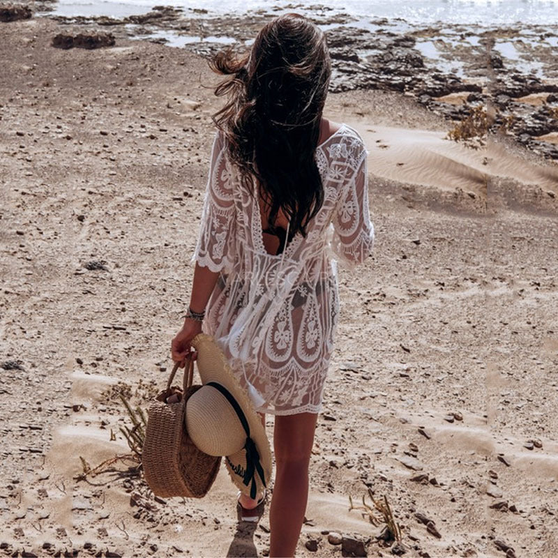 Dame hækle-strandkjole i Boho-stil Stilla