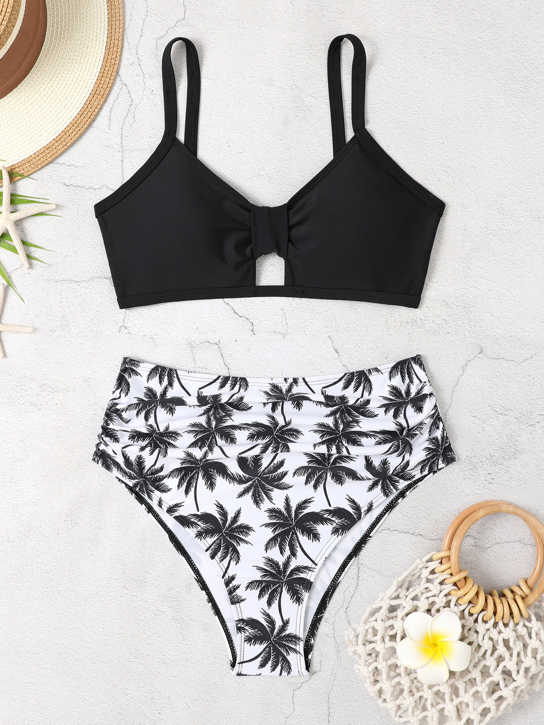 Dame bikini sæt med blomsterprint og høj talje Stilla