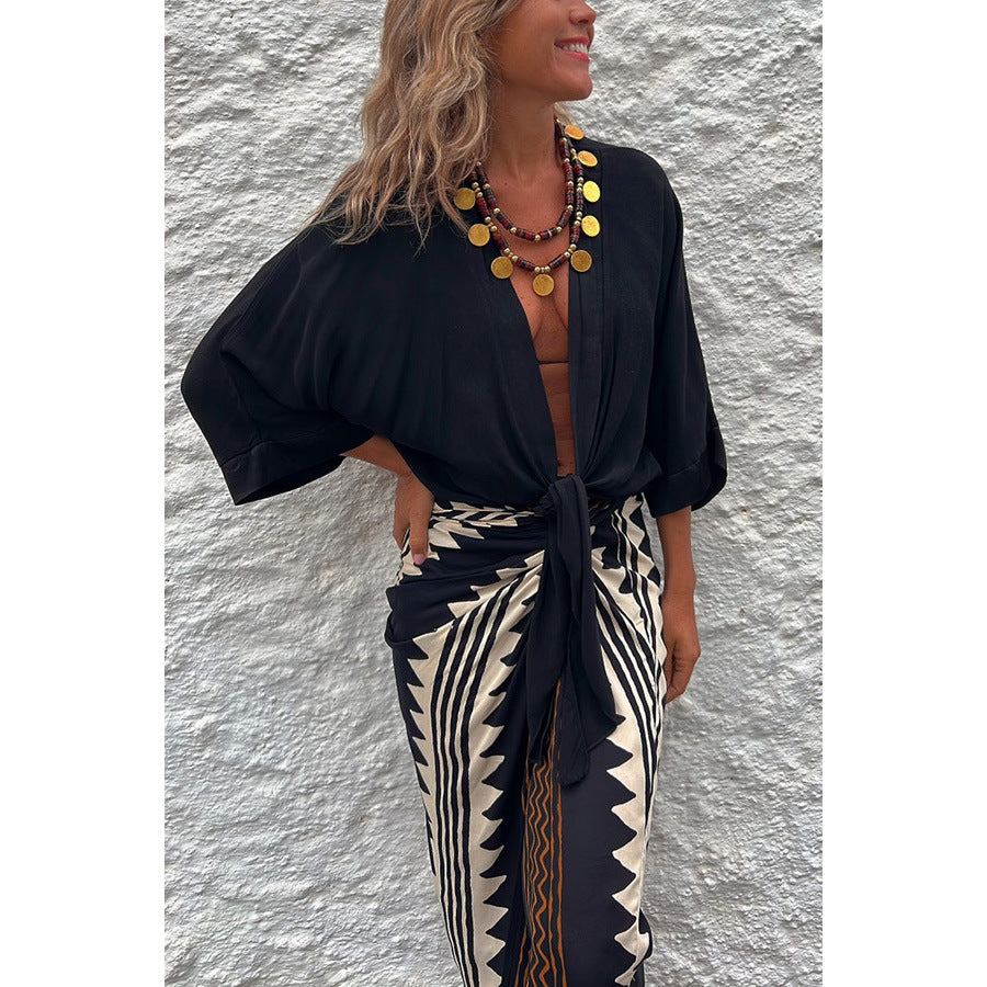 Dame bred Kaftan-bluse med bælte Stiila