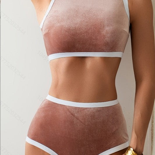 Dame Sport-Bikini-sæt med høj talje og moderigtigt farveskift Stilla