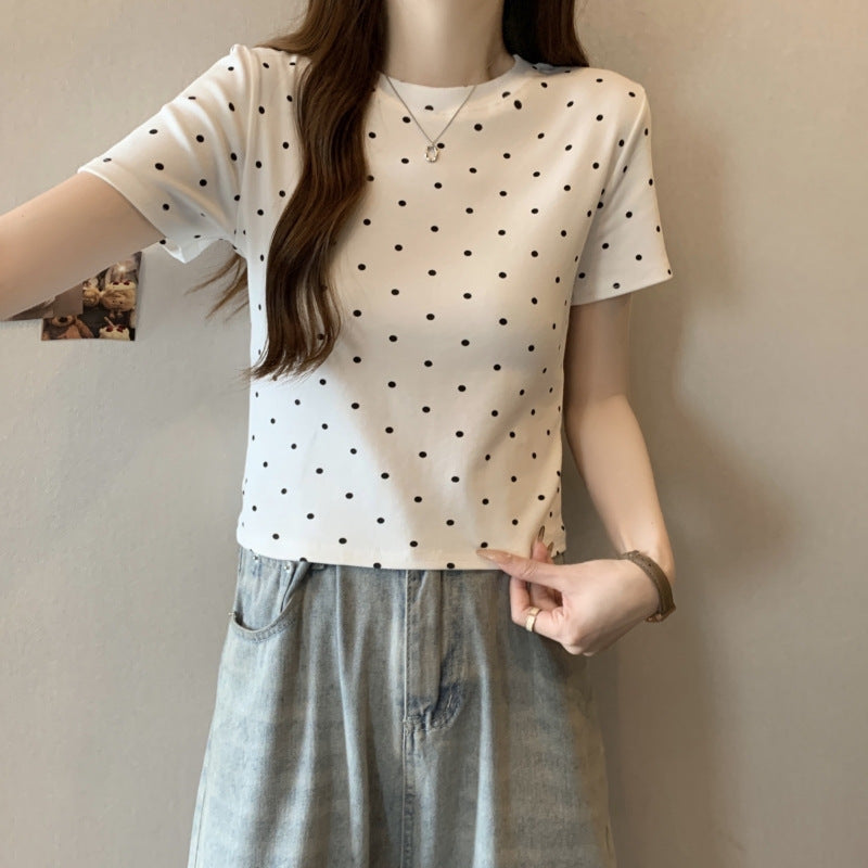 Femme Kortærmet Polka-Prikket Mønster Top Stilla