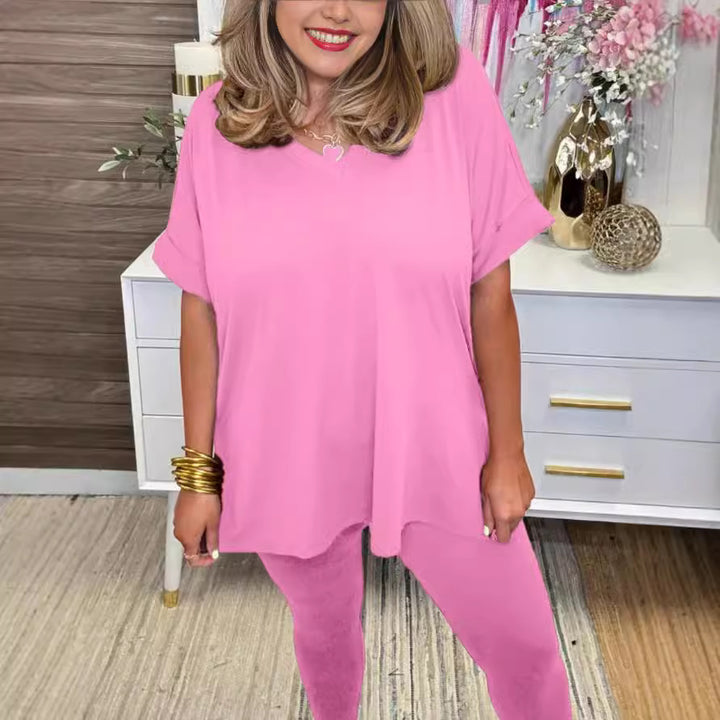 Dame afslappet lounge-outfit med behageligt oversized top og alsidige leggings Stilla