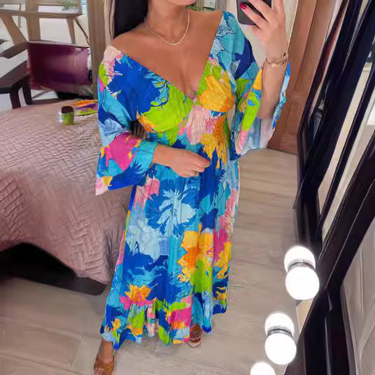 Stilla | Plus Size Fe V hals Blomsterkjole