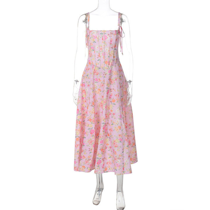 Dame Sommer Maxikjole med filigran Floralprint og justerbare stropper Stilla