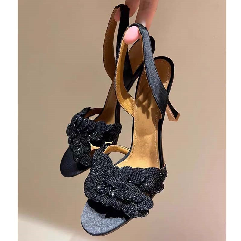 Dame rhinestone-besatte slingback-sandaler med knude-detail Stilla