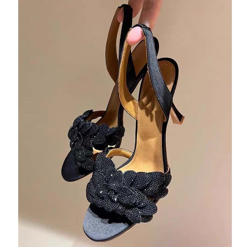 Dame rhinestone-besatte slingback-sandaler med knude-detail Stilla
