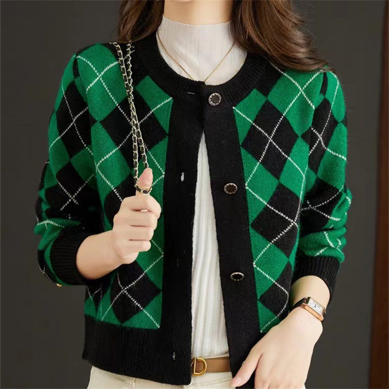 Femme Argyle Strikjakke Stilla