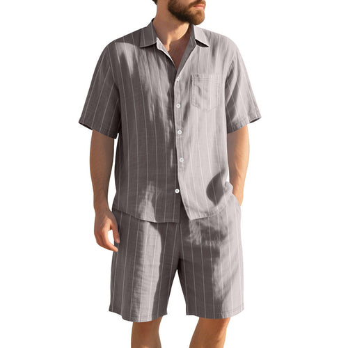 Herre elegant kortærmet skjorte og bermuda-shorts sæt Stilla
