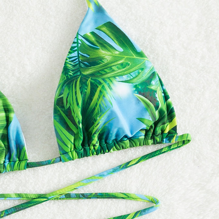 Dame triangel-bikini med justerbare stropper og raffineret snøre-design Skovae