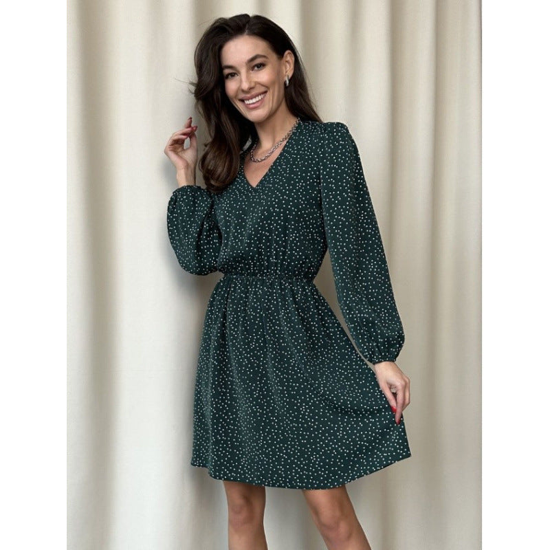 Dame Polka Dot Mini Kjole med brede ærmer Stilla