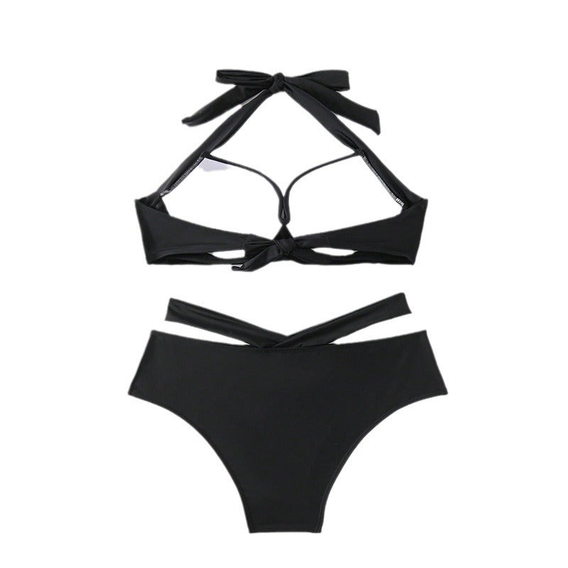 Dame bikini-sæt med flot knude-top og høj talje Stilla