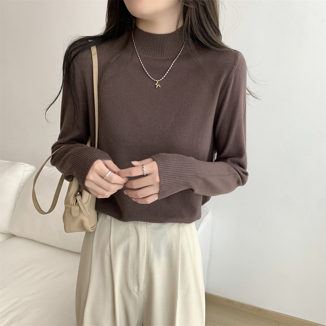 Dame finstrikket sweater med moderne ståkrave og afslappet pasform Stilla