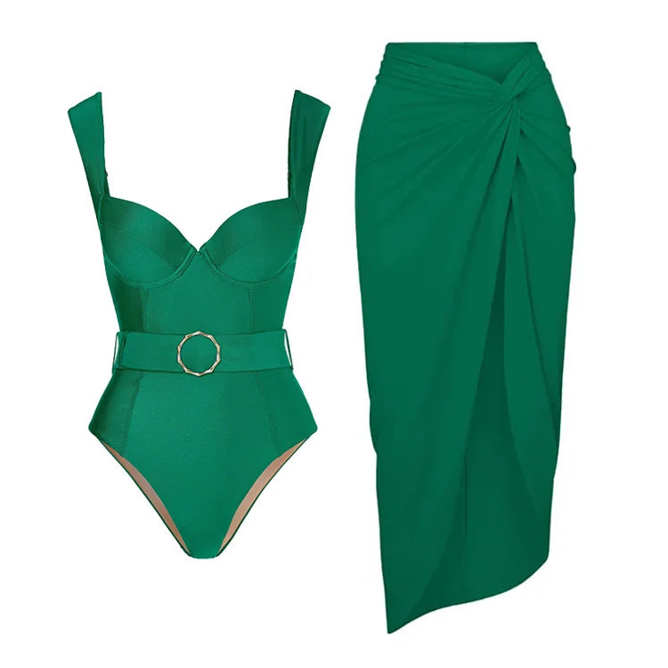 Damer elegant badedragt med figursyet skørt Skovae