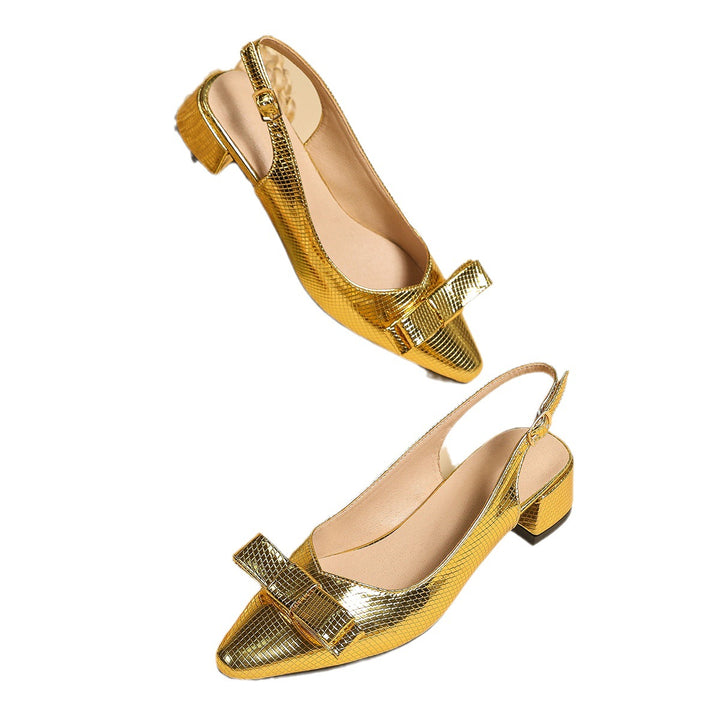 Dame Slingback Pumps med glitrende glans og rem Stilla