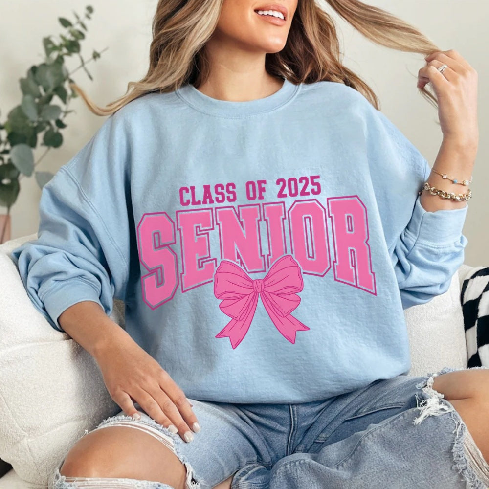 Kvinders sweatshirt med eksamensår og dekorativ sløjfe design Stilla
