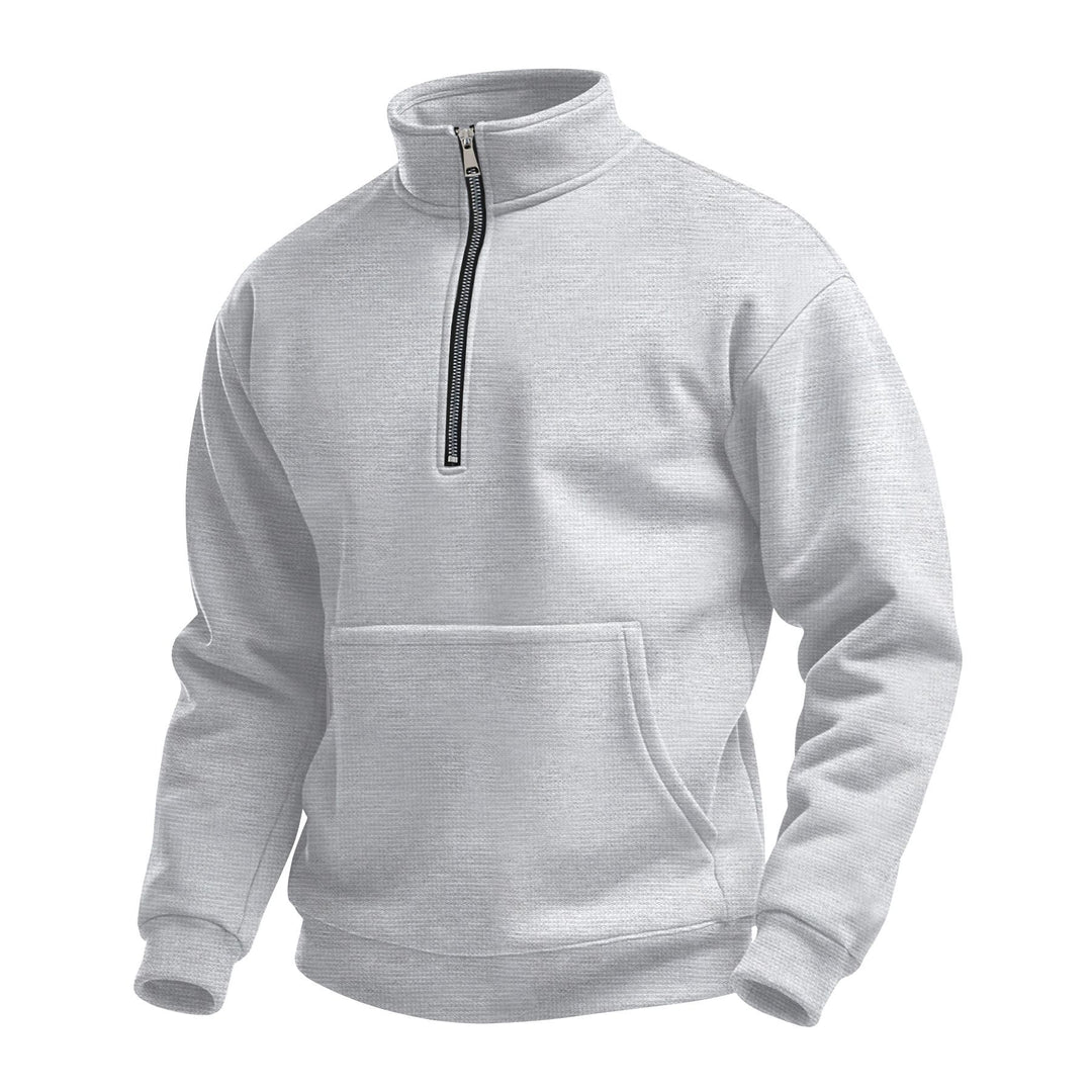 Herrer fleece-pullover med stålkrave og lynlås Stilla