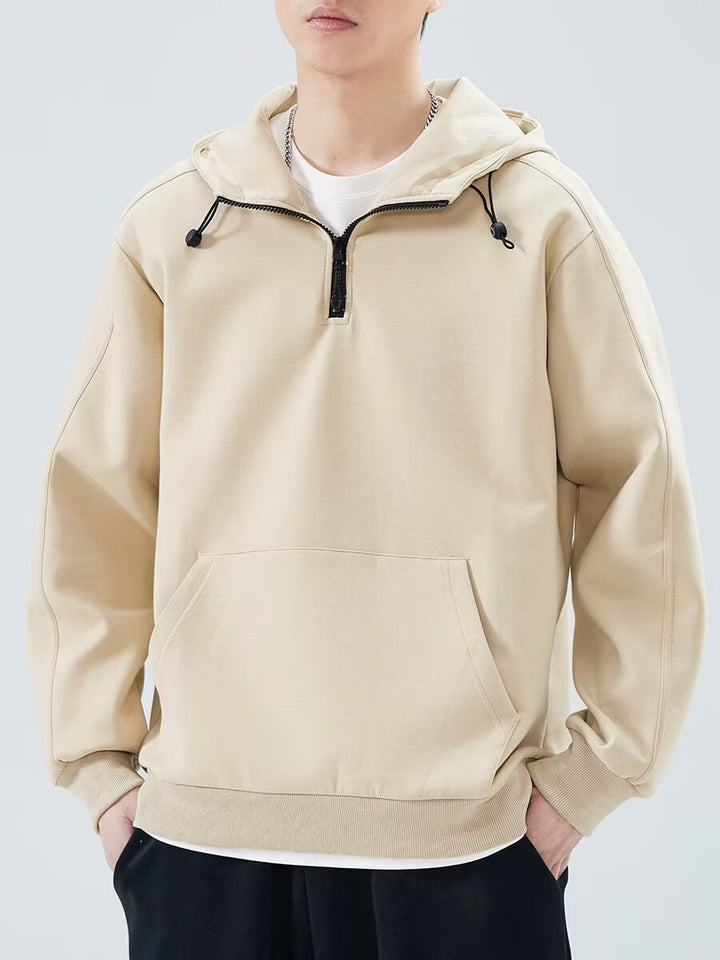Herrer høj kvalitet hættepullover med moderne ståkrave og praktisk lynlås Stilla