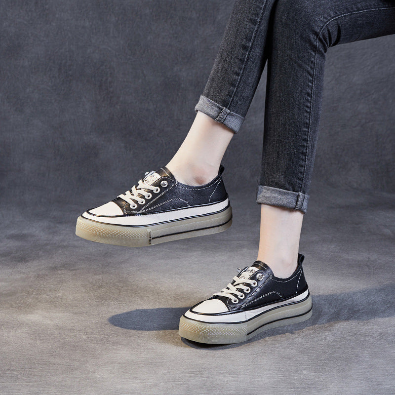 Dame fritids platform snøresneakers med struktureret kontrastdetalje Stilla