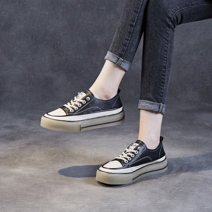 Dame fritids platform snøresneakers med struktureret kontrastdetalje Stilla