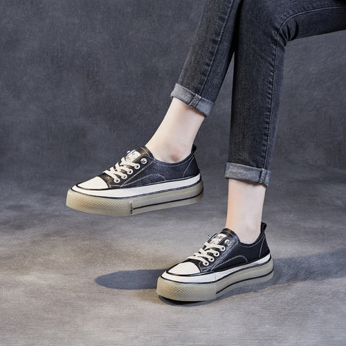 Dame fritids platform snøresneakers med struktureret kontrastdetalje Stilla
