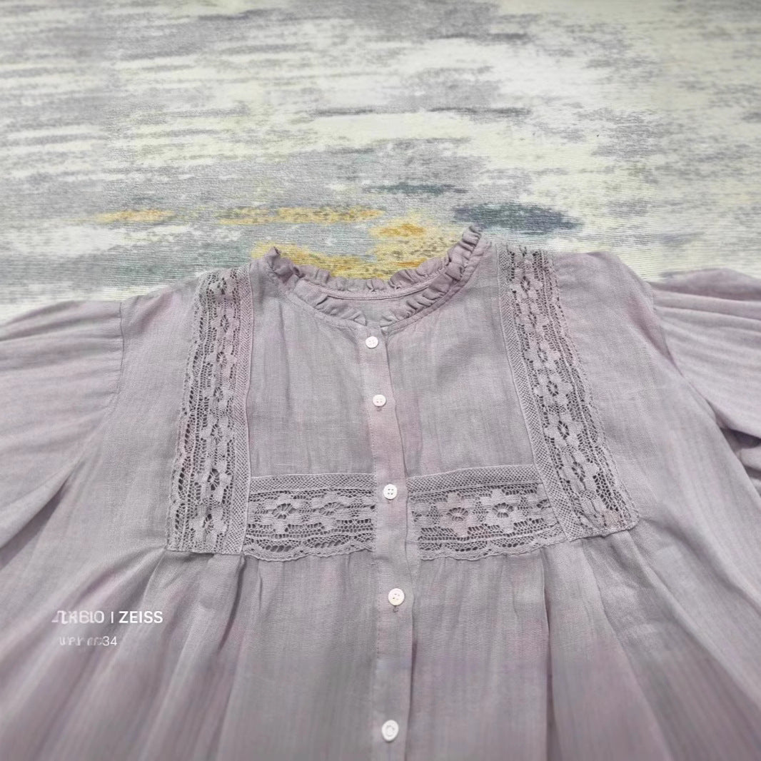Femme Elegante Knap-Op Bluse med Flæsedetaljer Stilla