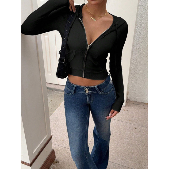 Femme Ribbet Zip-Up Crop Hoodie Stilla