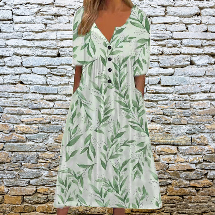 Dame sommerkjole i boho-stil med blomsterprint Stilla