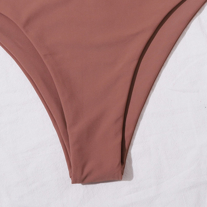 Dame Bandeau-Bikini Sæt med højt skåret Slip Skovae