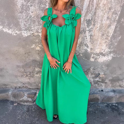 Dame Maxikjole med floral bånddesign Stilla