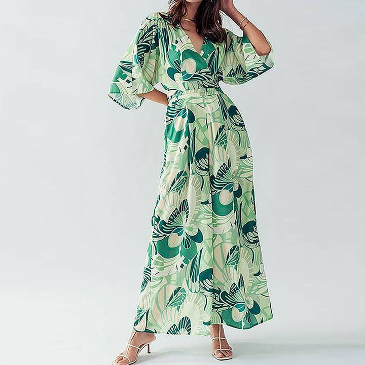 Dame maxikjole med voluminøse ærmer og floral print Stilla